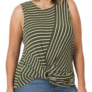 Zenana Striped knot-front sleeveless top